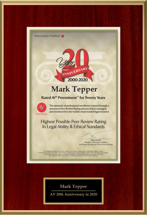 Attorney Mark Tepper Celebrates 20 Consecutive Years of AV Awards